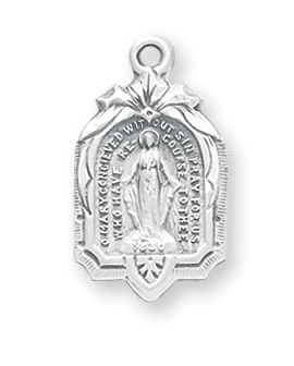 7/8-inch Sterling Silver Miraculous Medal with 18-inch Chain