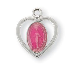 Sterling Silver Heart Shaped Miraculous Medal