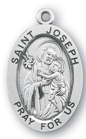 Sterling Silver Oval Shaped St. Joseph Medal