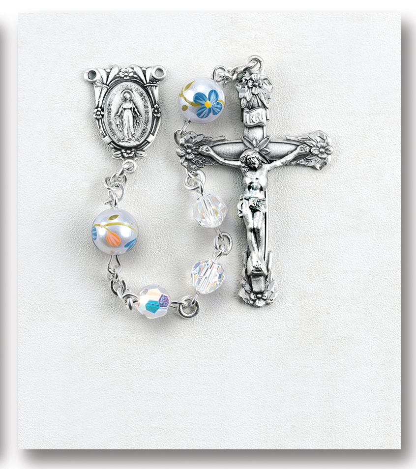 Crystal Finest Austrian Crystal Sterling Rosary - Engravable