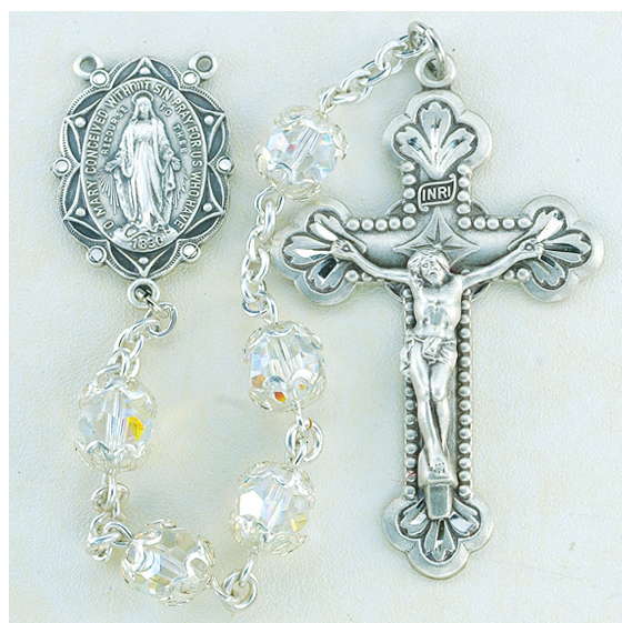 Finest Austrian Crystal Sterling Rosary - Engravable