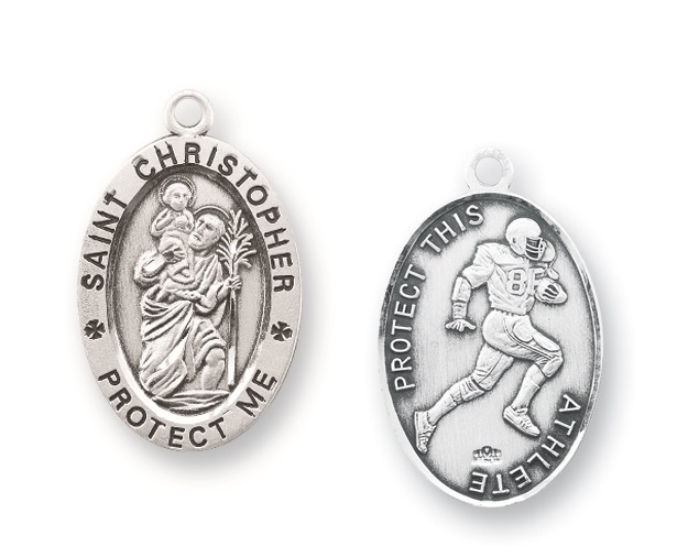 Sterling Silver St. Christopher Football Athlete Medal