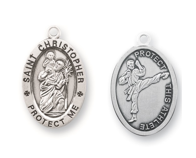 Sterling Silver St. Christopher Martial Arts Athlete Medal