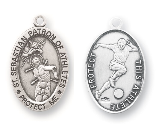 Sterling Silver St. Sebastian Soccer Athlete Medal