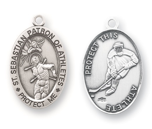 Sterling Silver St. Sebastian Hockey Athlete Medal
