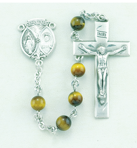 Genuine Tiger Eye Sterling Rosary - SALE