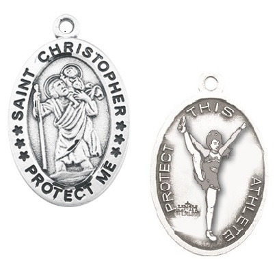 Sterling Silver St. Christopher Cheer Athlete Medal