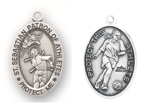 Sterling Silver St. Sebastian Soccer Athlete Medal
