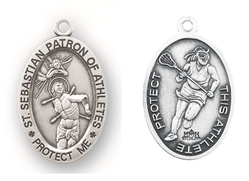 Sterling Silver St. Sebastian Lacrosse Athlete Medal