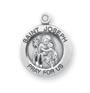 Sterling Silver Round Shaped St. Joseph Medal