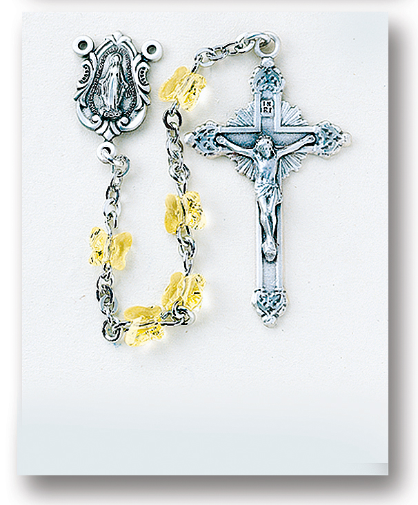 Jonquil Finest Austrian Crystal Sterling Rosary - Engravable