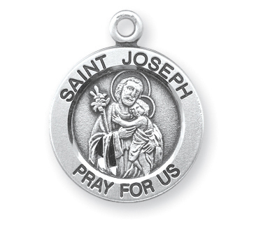 Sterling Silver Round Shaped St. Joseph Medal