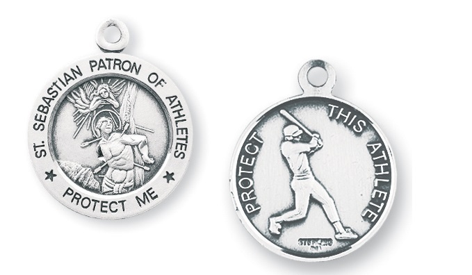 Sterling Silver St. Sebastian Baseball Athlete Medal
