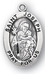 Sterling Silver Oval St. Joseph Medal