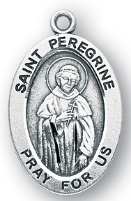 Sterling Silver Oval Shaped St. Peregrine Medal