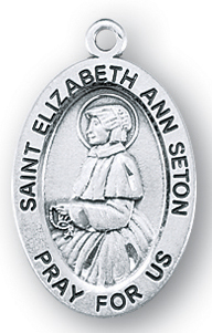 Sterling Silver Oval Shaped St. Elizabeth Ann Seton Medal