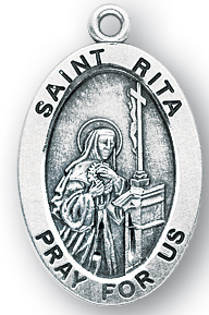 Sterling Silver Oval Shaped St. Rita Medal
