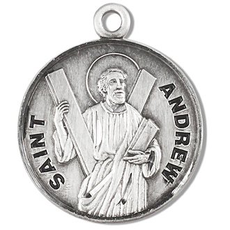 Sterling Silver Round Shaped St. Andrew Medal