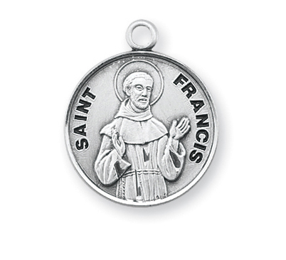 Sterling Silver Round Shaped St. Francis Medal