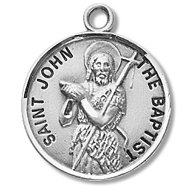 Sterling Silver Round Shaped St. John the Baptist Medal