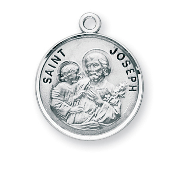 Sterling Silver Round Shaped St. Joseph Medal
