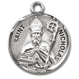 Sterling Silver Round Shaped St. Nicholas Medal