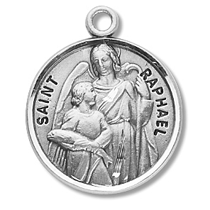 Sterling Silver Round Shaped St. Raphael Medal