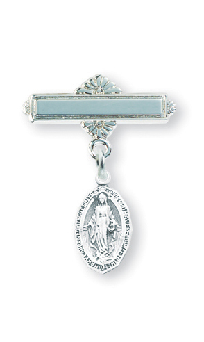 Sterling Silver Oval Baby Miraculous Pin
