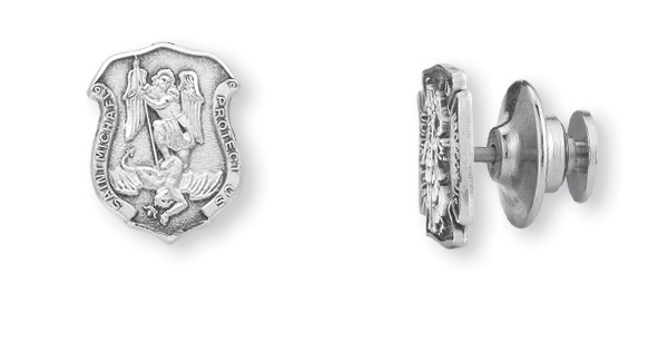 Sterling St. Michael- "Police Badge" Lapel Pin