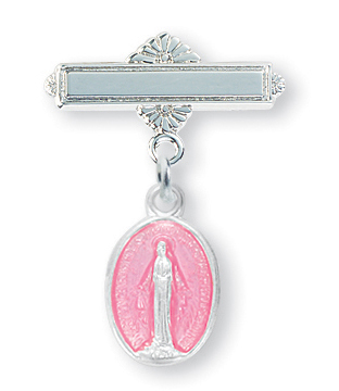 Sterling Silver Pink Enameled Baby Miraculous Pin