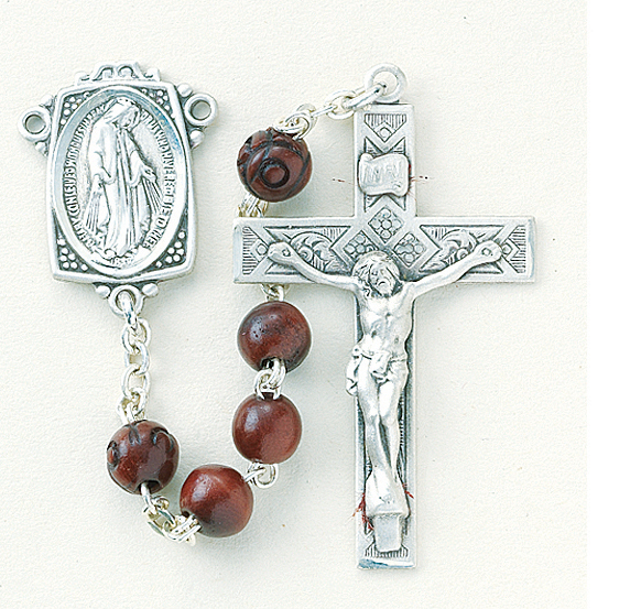 Maroon Round Cocoa Rosary - Engravable