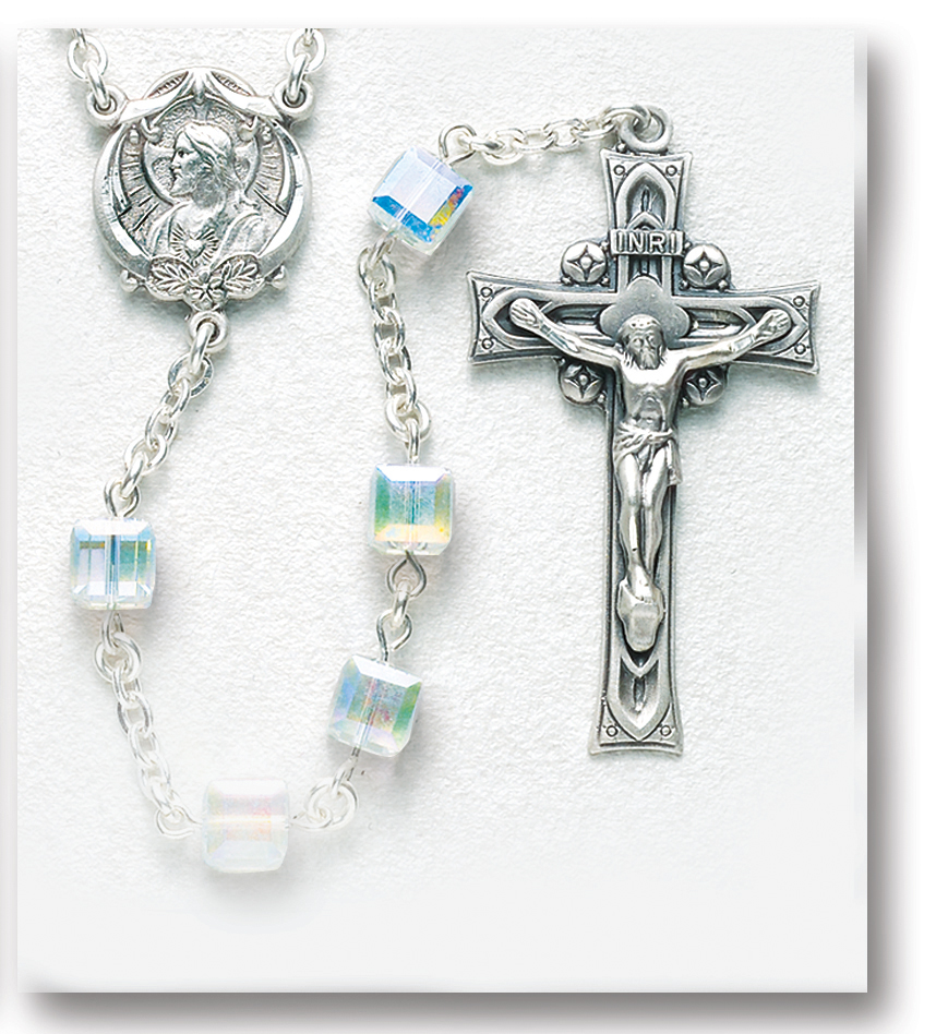 Austrian Crystal Cube Rosary - Engravable