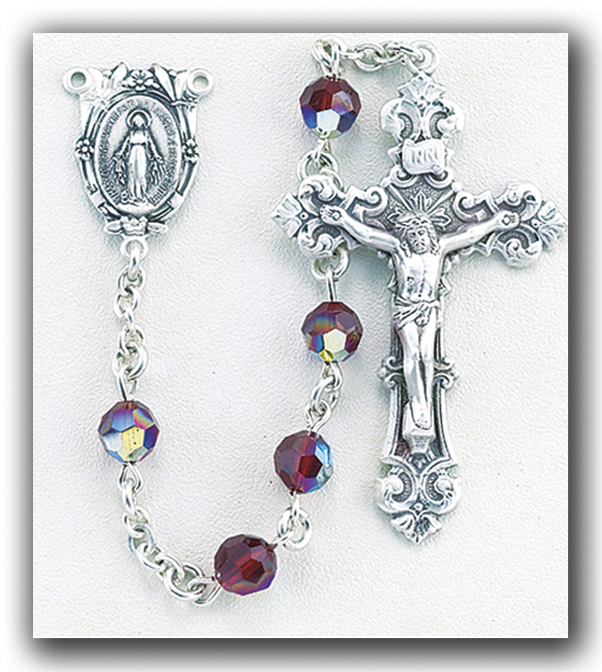 Garnet Finest Austrian Crystal Rosary - Engravable