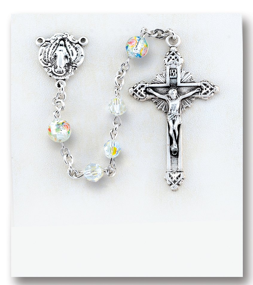 Austrian Crystal and Murano Glass Rosary - Engravable