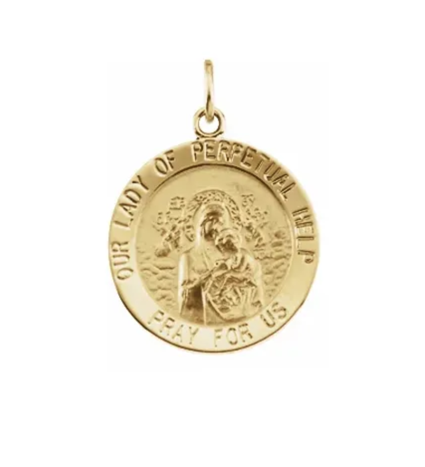 14K Yellow Gold Lady Of Perpetual Help Pendant