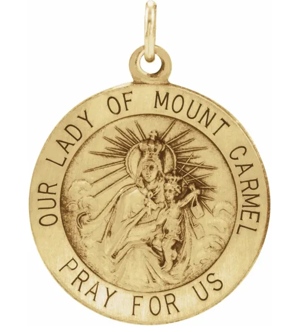 14K Yellow Gold Lady Of Mount Carmel Pendant