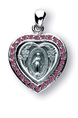 Sterling Silver Miraculous Medal with Cubic Set Zircons