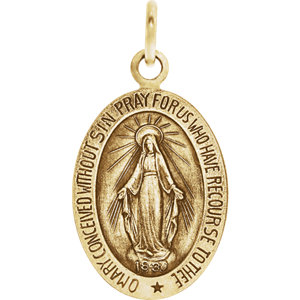 14K Gold 26x18 MM Oval Miraculous Medal