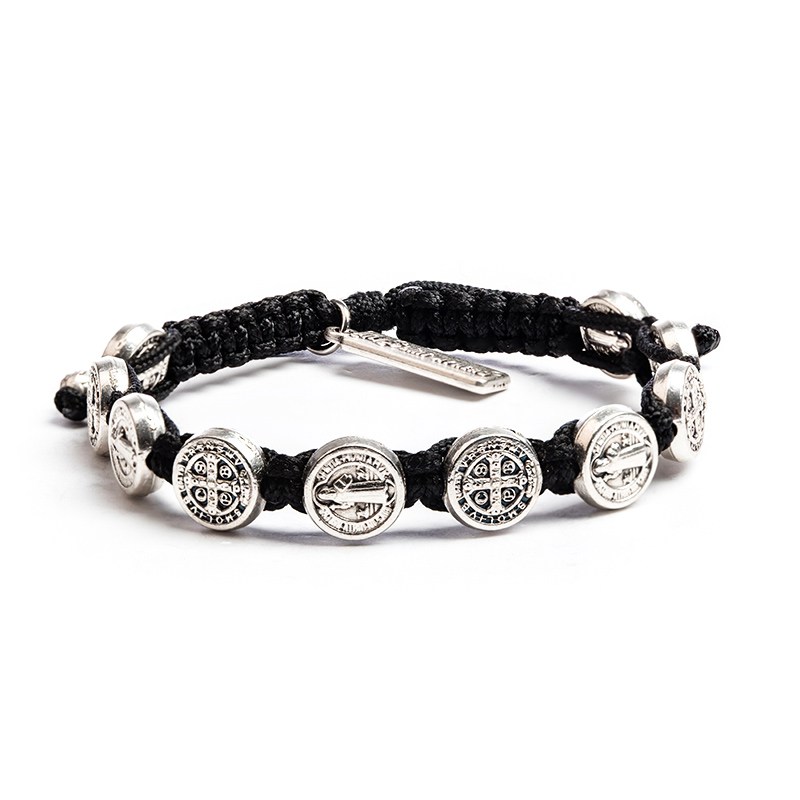Benedictine Blessing Bracelet Black - Silver Metal