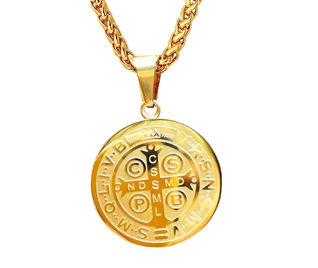 18K Gold-Plated St. Benedict Medal Necklace