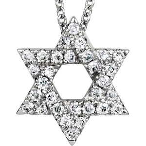 14K White Petite Star of David 1/6 CTW Diamond 16" Necklace