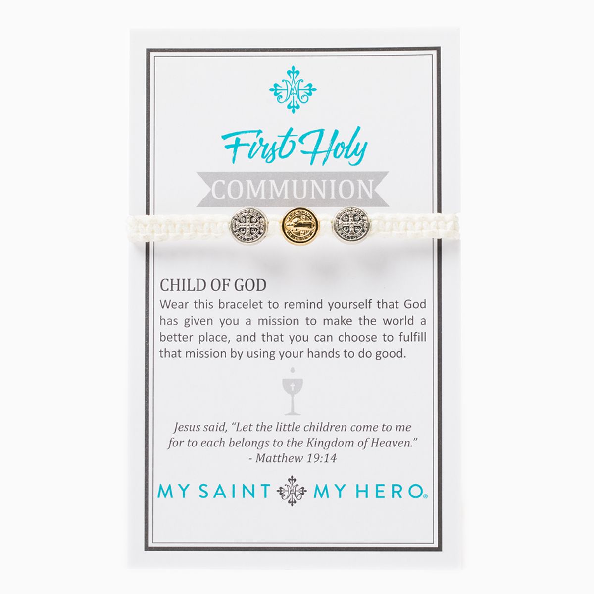 First Holy Communion Child of God Bracelet / White - Mixed Metal