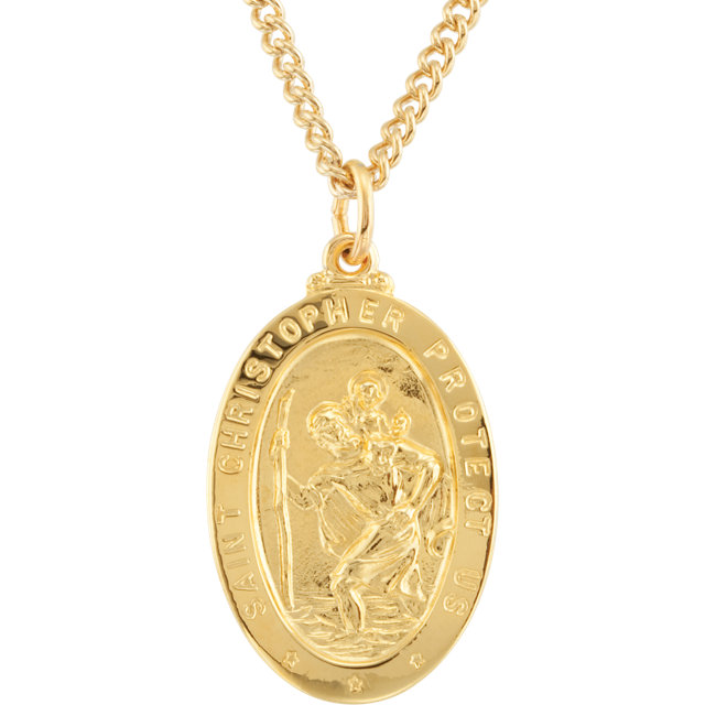 24K Gold Plated St. Christopher Medal