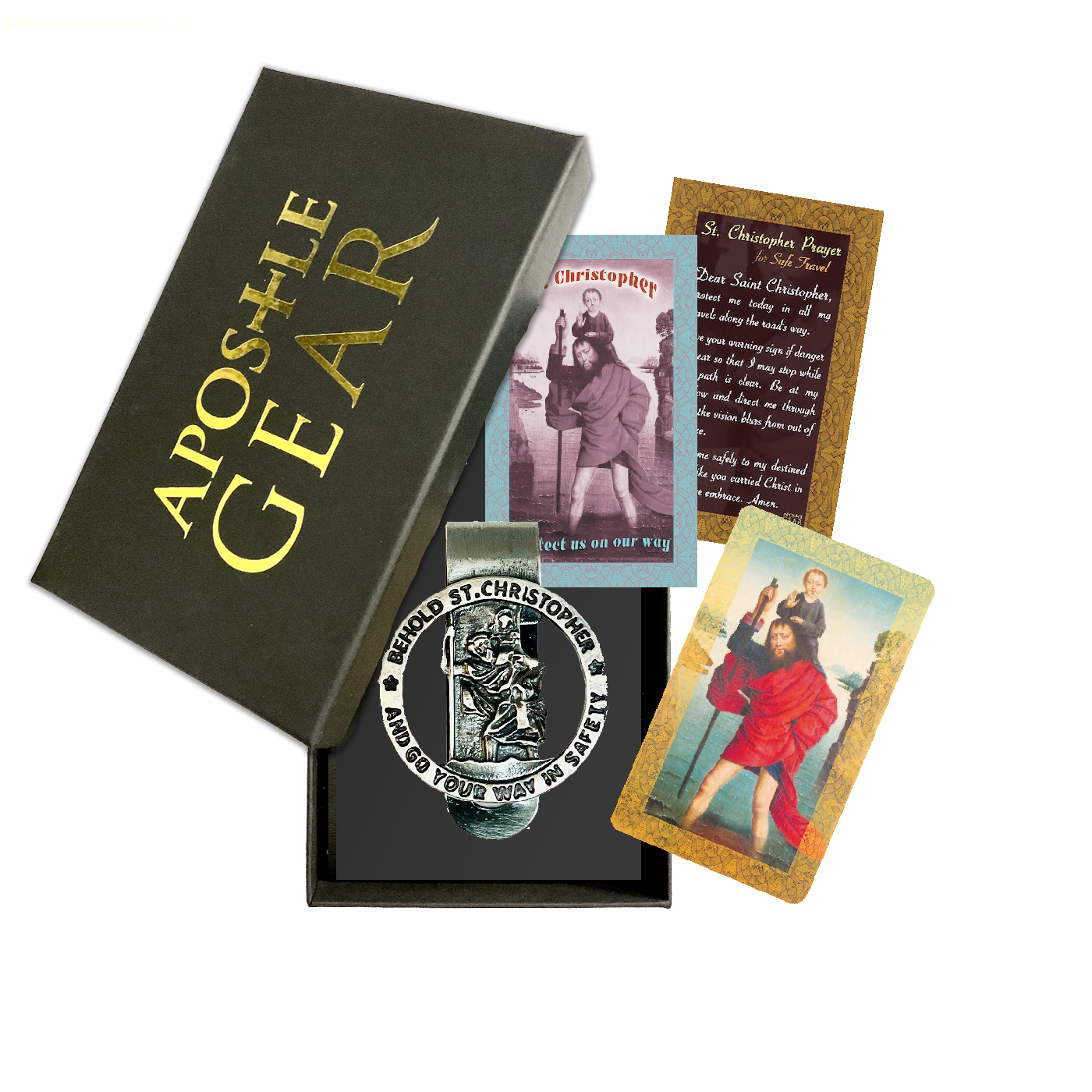 St. Christopher Go Your Way Safely Visor Clip - Gift Set