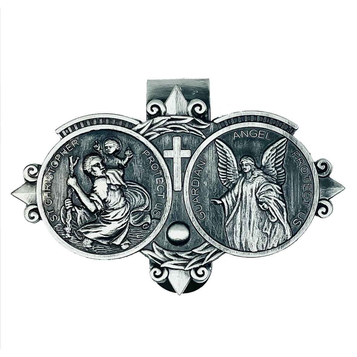 St. Christopher and Guardian Angel Visor Clip - Gift Set