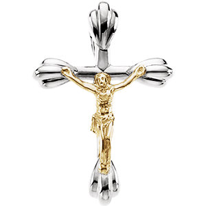 Sterling Silver & 14K Gold Crucifix Pendant