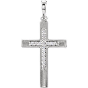 Sterling Silver .08 CTW Diamond Cross Pendant