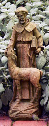 Saint Francis With Deer 20-inch - Large Statue- "Sandstone"