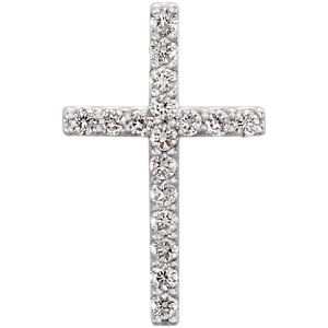 14K White 1/6 CTW Petite Diamond Cross Pendant