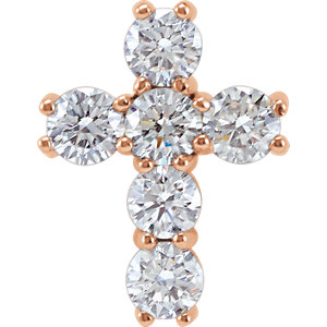 14K Rose 1 CTW Diamond Cross Pendant